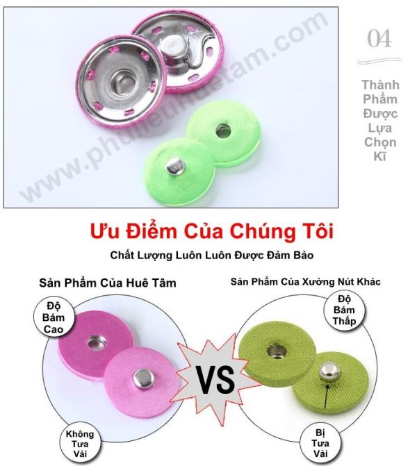 nút bấm bọc vải