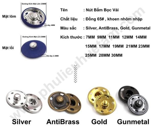 nút bóp bọc vải