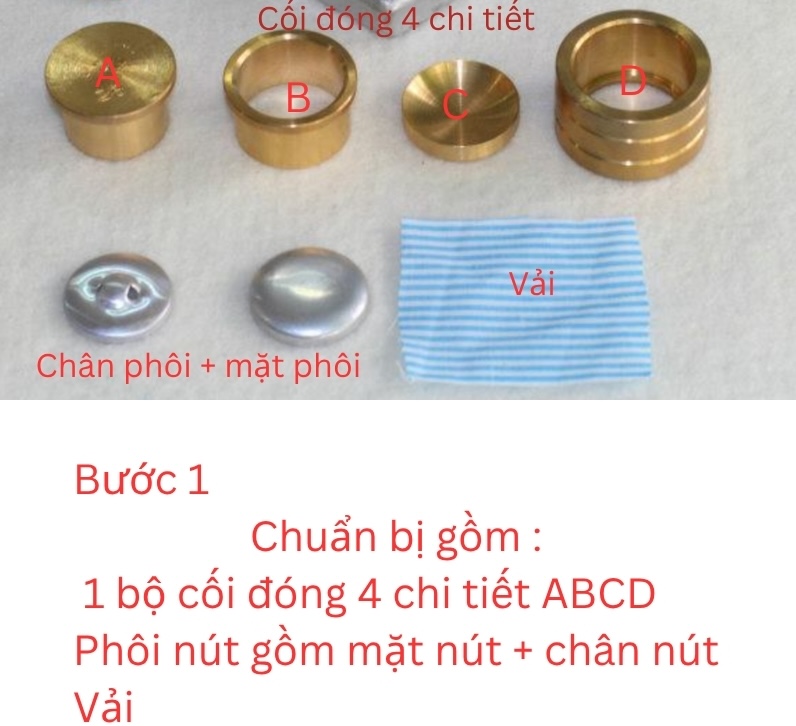 Cách đóng nút bọc vải