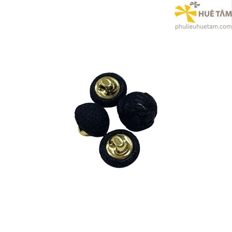 Cúc bọc vải chân đồng cao xi mạ màu vàng