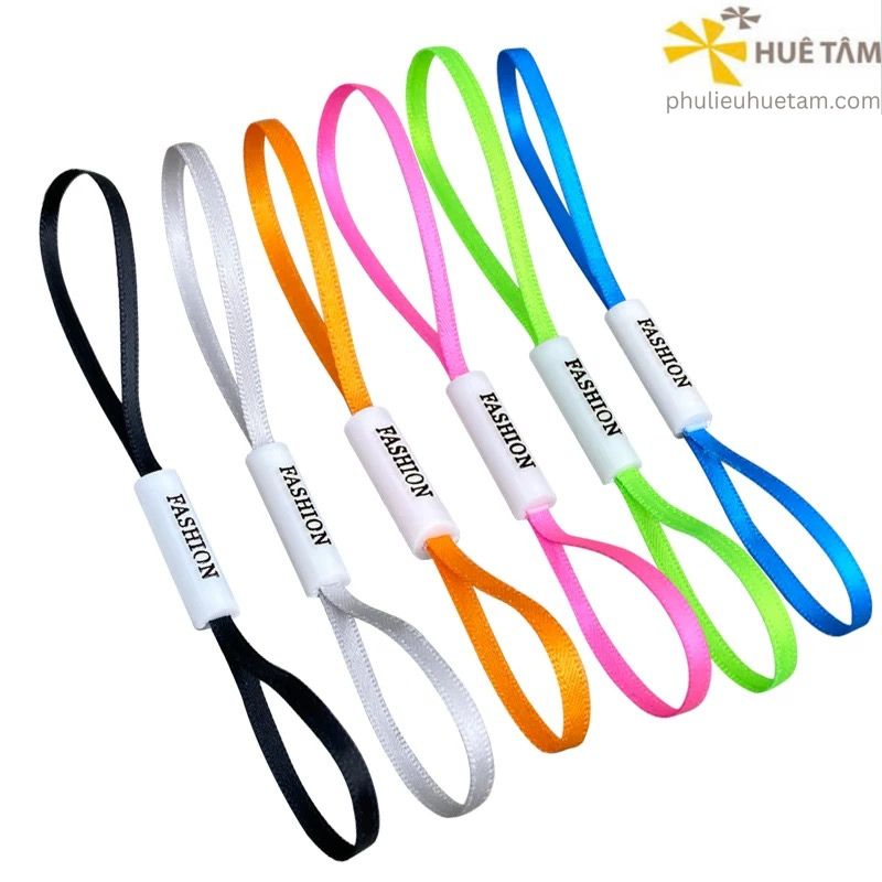 Dây treo thẻ bài 2 đầu, thân tròn có Logo, dây satin 3mm