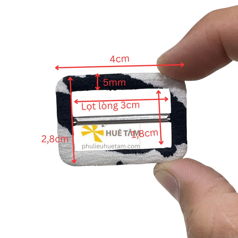 Khoá nịt bọc vải lọt lòng 3cm biên nhỏ