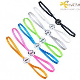 Dây treo thẻ bài, thân tròn dẹt có logo, 2 đầu, dây satin 3mm